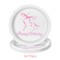 Pink Bow Birthday Decorations - Includes Bow Plates,Napkins,Cups,Banner,Hanging Swirls for Coquette Birthday Decorations.