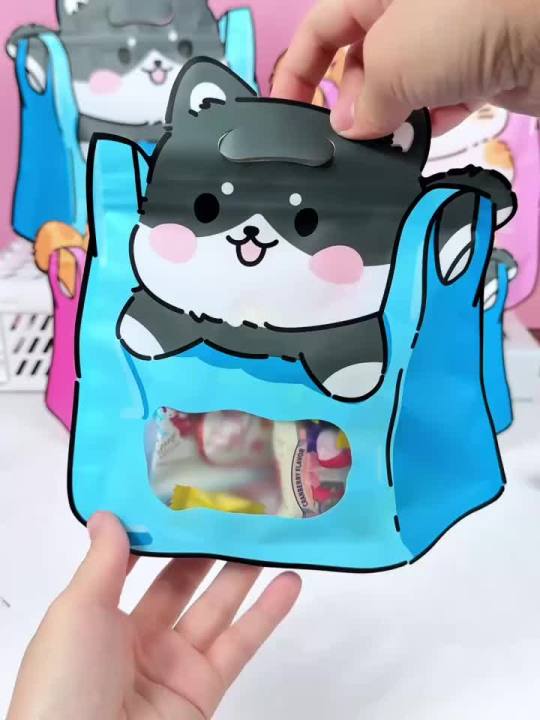20Pcs 50Pcs Plastic Portable Cartoon Schoolbags Sweets Snack Sealing Pockets Children's Birthday Wedding Party Creative  Bag