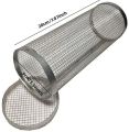 Round BBQ Basket Stainless Steel Rolling Grilling Basket Wire Mesh Cylinder Grill Basket Portable Outdoor Camping Barbecue Rack. 
