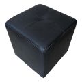 Square Shape Rexin Coated Puff Stool - Black. 