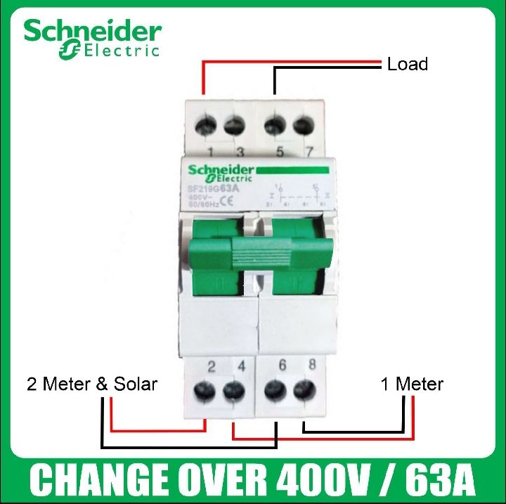 Change Over Breaker Schneider Double Pole 400V / 63A Changeover Breaker ...