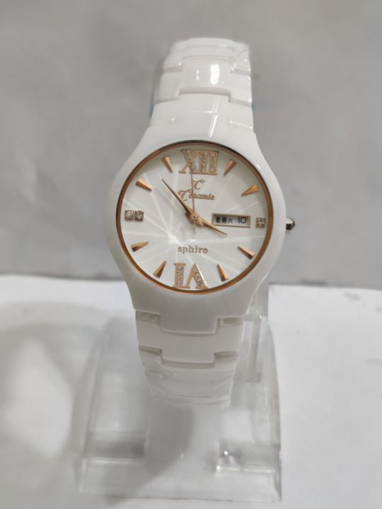 White stone watch