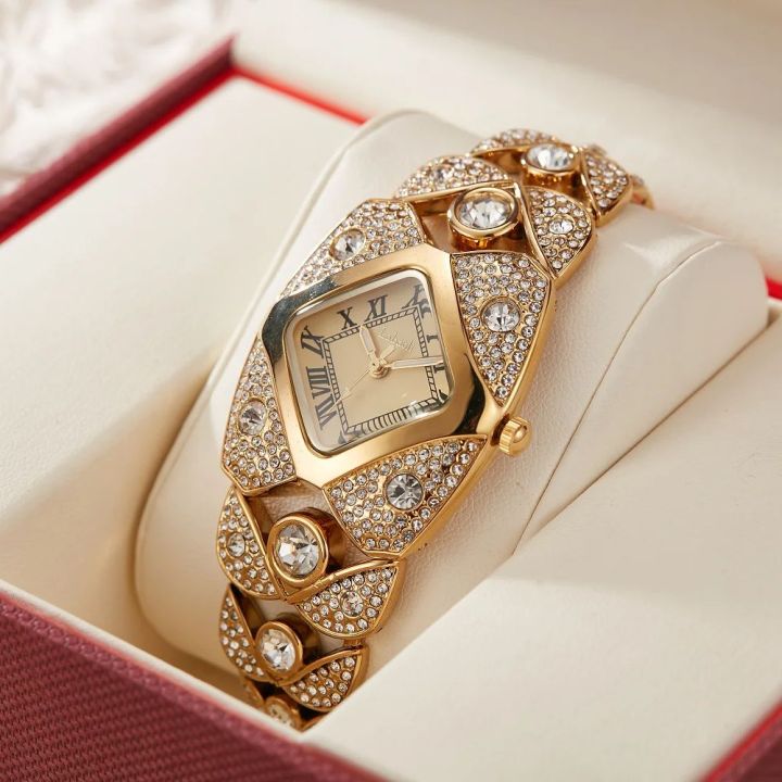 Fashionable Luxurious Ladies' Watch Luminous Diamond Studded Waterproof Bracelet Style Quartz Watch Reloj часы женские наручные