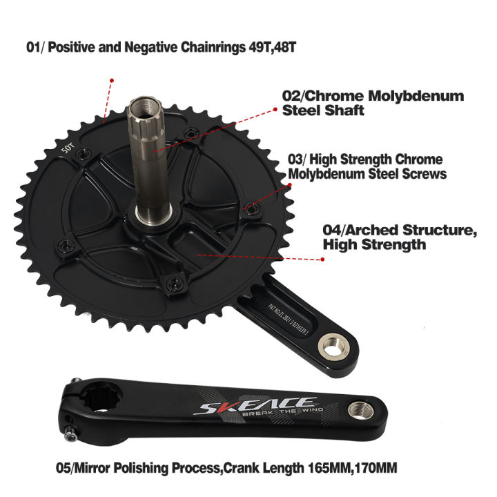 SKEACE%20Break%20The%20Wind%20Hollowtech%20Crankset%2049T%20Carbon%20Chainwheel%20165mm%20Aluminum%20Alloy%20Fixed%20Gear%20Bike%20Crank%20For%20Track%20Bicycle%20-%20Image%204