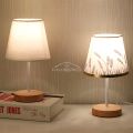 Solid Wood Cloth Nordic Decorative Table Bedroom Bedside Lamp Simple Creative Remote Control Small Night Light Energy Saving Led. 
