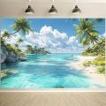 2D background banner Tropical beach sea view - No power required - Party background: Tropical beach scenery. 
