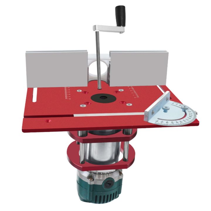 Router Lift For 65mm Diameter Motors – Aluminum Router Plunge Base With Table Insert Plate, 51mm Stroke, For Woodworking Benches