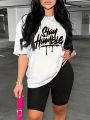 Summer Women's Letter Print Casual Neck Short Sleeved Female T-shirt Tops Tees Men Women 90s Black T-shirts Tops. 
