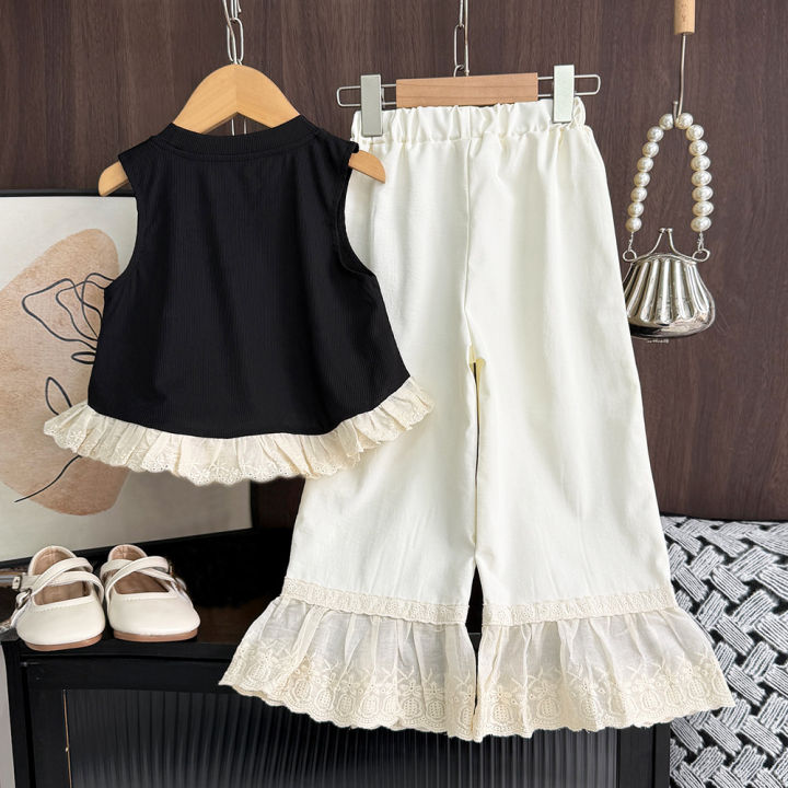 Bear%20Leader%20Summer%20Pink%20Girls%20Clothes%20Bow%20Decoration%20Sleeveless%20Top+Lace%20Patchwork%20Pants%20Fashionable%20New%20Easter%20Children's%20Set%20-%20Image%204