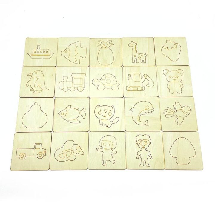 Montessori Kids Toys Drawing Toys Wooden DIY Painting Template Stencils Learning Educational Toys for Children Gift 20pcs