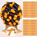 40pcs Cold Wave Perm Rods Set For Women's Long & Short Natural Hair - Plastic Orange Rollers For Curling And DIY Hairdressing.