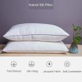 Mulberry Silk Bedding Pillows 48*74 1100 Grams Natural Silk Filling Jacquard Anti Mite Soft Fluffy Hotel Neck Sleeping Pillows.