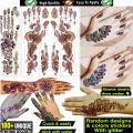 High quality Mehandi stickers Glitter sheets multicolor designs For events/party/wedding/bridal/casual Mehandi  stencils, Mehndi design, Mehndi sticker best Arabic mehndi sticker ,  Mehndi Steaker Six Design Sheet (Random colors designs). 