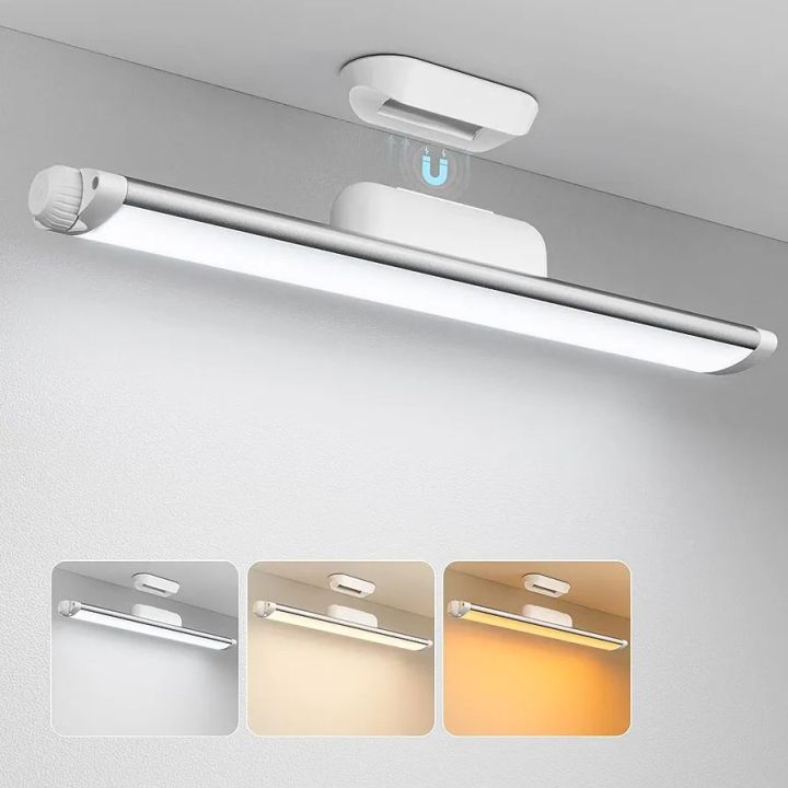 TASMOR Dimmable LED Light Bar, 5W USB Rechargeable Reading Light with 3 Colour Mode and 2200mAh Battery Powered, Magnetic LED Light for Shelf, Kitchen, Makeup Mirror, Cupboard, Bedside