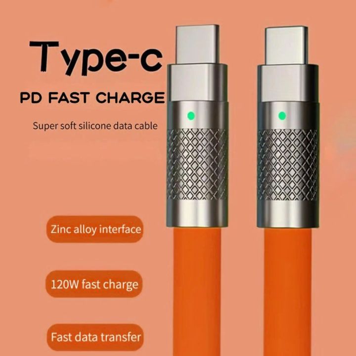 120W 6A Super Snelle Lading Pd Type C Vloeibare Siliconen Kabel ชาร์จเร็ว1M 2M Usb Kabel Usb C สายชาร์จแบตเตอรี่ Groothandel