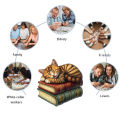 Wooden Puzzle for Adults, The Cat Sleeps on the Book Puzzles, Irregular Animal Shaped Wooden Jigsaw Puzzle, Modern Art Home Deco. 