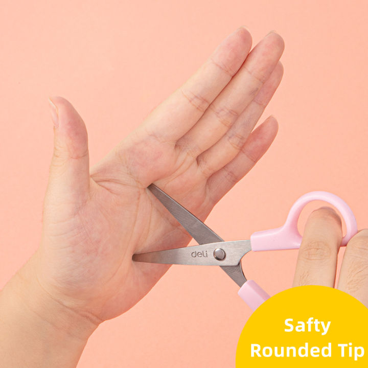 DELI%20Safty%20Scissors%20for%20Kids%20Student%20DIY%20Paper%20Scissors%20122mm%20With%20Sleeve%20Cutting%20Tool%20Stationery%20-%20Image%204