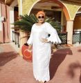 African Attire For Women Bazin Riche Embroidery Plus Size Elegant Party Church Dress.