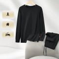 Men's Solid Color Pajama Set Soft Cotton Loose Fit Street Ready Comfortable Loungewear Pajamas. 