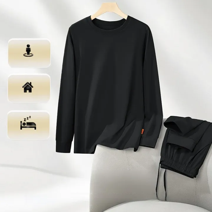 Men's%20Solid%20Color%20Pajama%20Set%20Soft%20Cotton%20Loose%20Fit%20Street%20Ready%20Comfortable%20Loungewear%20Pajamas%20-%20Image%202