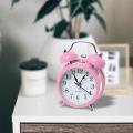 Twin Bell Loud Mini Alarm Clock Metal Frame 3D Dial with Backlight Battery Operate Desk Table Alarm Clock For Home and Office_ Mini Classic Silent Metal Quartz Movement Analog Bedside LED Light Sweep Alarm Clock. 
