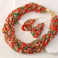 1 necklace +1 pair of earrings Bohemian  color mixed color retro ethnic style necklace and earrings jewelry set s. 