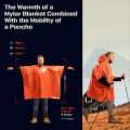 Hooded Emergency Rain Poncho, PE Material, Waterproof & Warm with Aluminum Coated Lining, Survival Emergency Blanket for Camping.