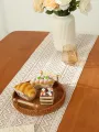 Beige Table Runner Lace Cotton Blended Fabric with Tassel For Coffee Table Decor Wedding Decoration.