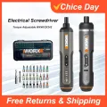 Worx 4V Mini Electrical Screwdriver Set WX242 WX241 WX240 Smart Cordless Electric Screwdrivers USB Rechargeable Hand Drill Tools. 
