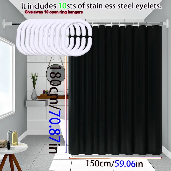 Simple%20Style%20Black%20Shower%20Curtain%20Pure%20Black%20Design%20Bathroom%20Decorative%20Curtain%20Partition%20Curtain%20PEVA%20Waterproof%20Material%20-%20Image%204