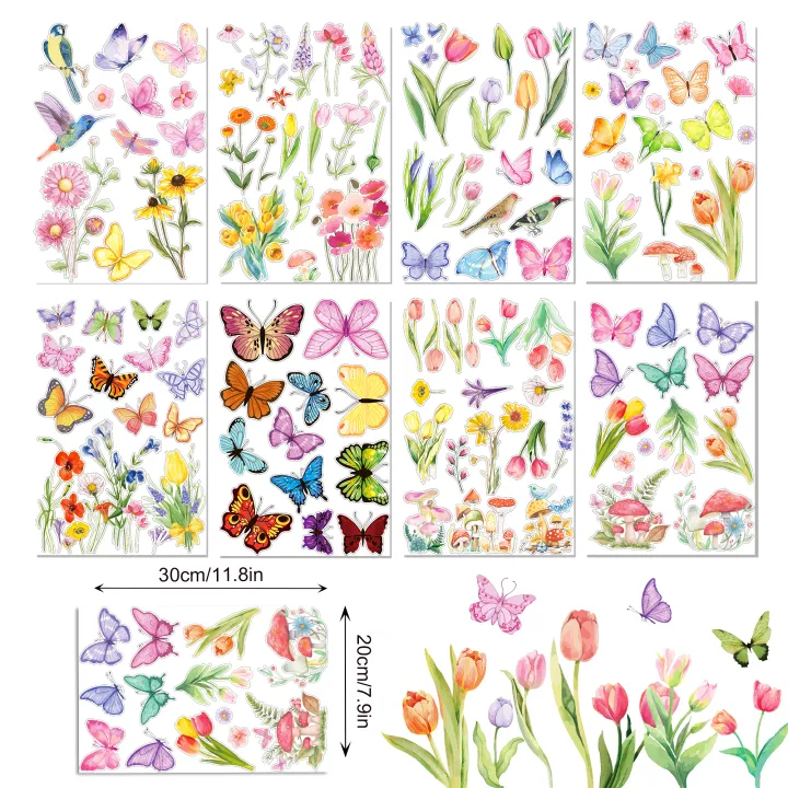 8%20Sheets%20Spring%20Cartoon%20Butterfly%20Tulip%20Floral%20Party%20Decorations%20Window%20Static%20Stickers%20DIY%20Glass%20Clings%20Party%20Backdrops%20Decals%20-%20Image%205