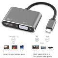 USB C Hub with Type C 4 in 1 USB Hub, Dual Screen Display, 4K HDMI/HDTV, VGA Adapter and USB 3.0 Charging.