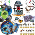 Jurassic World Dinosaur Theme Disposable Tableware Cup Plate Dinosaur Balloon Banner Children's Birthday Party Cake Flag Decor. 