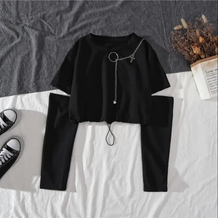 Spring%20Autumn%20Women%20Harajuku%20Cargo%20Pants%20Handsome%20Cool%20Two-piece%20Suit%20Chain%20Long%20Sleeve+Ribbon%20Pants%20-%20Image%202