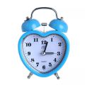 Cute Small Double-Bell Night Light Children Mini Quartz Alarm Clock Heart (Pink). 