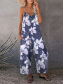 Summer New Women's Printed Casual Sleeveless Loose Wide Leg jumpsuit. 