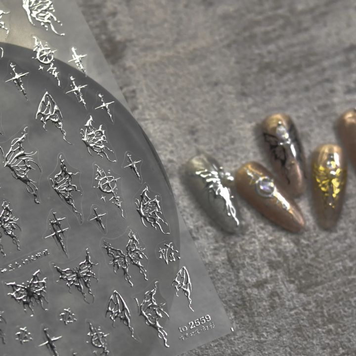 Gold Silver Butterfly New Bronzing High Quality Adhesive Gilded Nail Stickers Nail Art Decorations Nail Decals Design T-2559