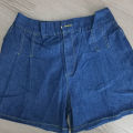 DFRCAEG 2024 Summer Plus Size Denim Shorts For Women High Elastic Waist Blue Or Sky Blue Pleated Mini Large Size Short Femme.