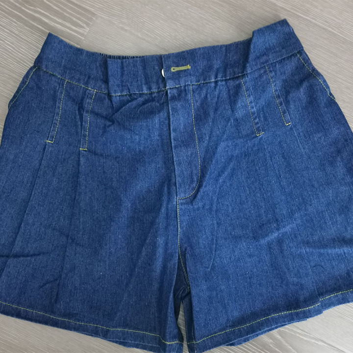 DFRCAEG%202024%20Summer%20Plus%20Size%20Denim%20Shorts%20For%20Women%20High%20Elastic%20Waist%20Blue%20Or%20Sky%20Blue%20Pleated%20Mini%20Large%20Size%20Short%20Femme%20-%20Image%207
