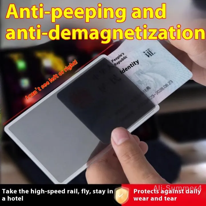 Privacy Glass Card Anti-peep Card Holder Double-sided ID Card Protective Cover Bank Card ...