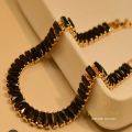Luxury Baguette Cut Crystal Bracelet for Women - Elegant 18K Gold Plated Tennis Bracelet - Red, Black & Champagne Colors. 