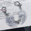 2pcs/set Anime Attack Mikasa Ackerman Figure Acrylic Heart Shape Keychain Backpack Pendant Cosplay Accessories Couple BFF .