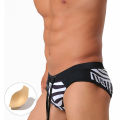 UXH Men's Swim Briefs beach pants Surfing bathing  Surfboard Black strips Swimwear Pad Removed Push-up Swimming swimsuits. 