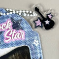 2pcs Denim Butterfly Guitar Print PVC Photocard Holder Idol Card Polaroid Photo Case.