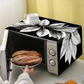 35x85cm Black Leaves Polyester Oven Dust Cover Autumn Leaf Printed Microwave Dust Cover Anti-Oil Dustproof Kitchen Home Decor. 