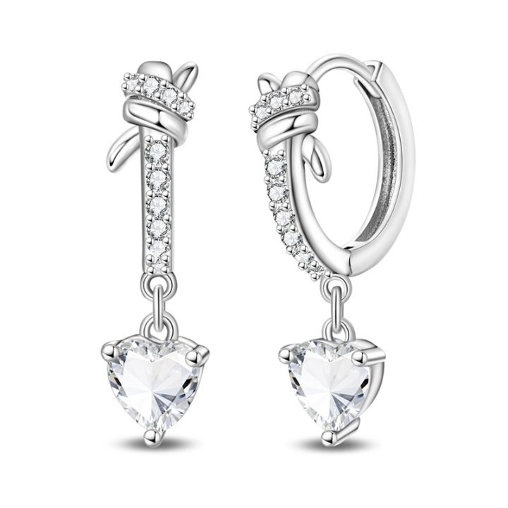 Original 925 Sterling Silver Exquisite Knotted Hoop Earrings Sparkling CZ Zircon Earrings For Women Fine Birthday Jewelry Gifts