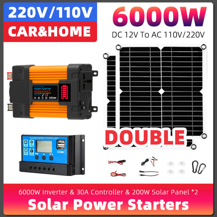 Solar system power 6000W inverter 2*200W solar panels 30A controller ...