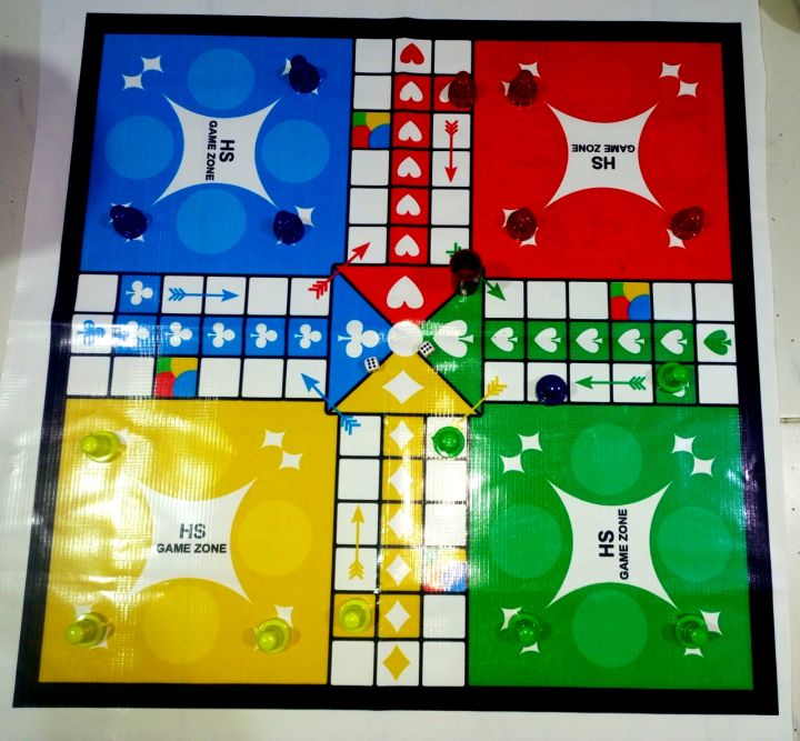 Jumbo size Ludo sheet with jumbo size gotes and 2 dices-luddo plastic sheet