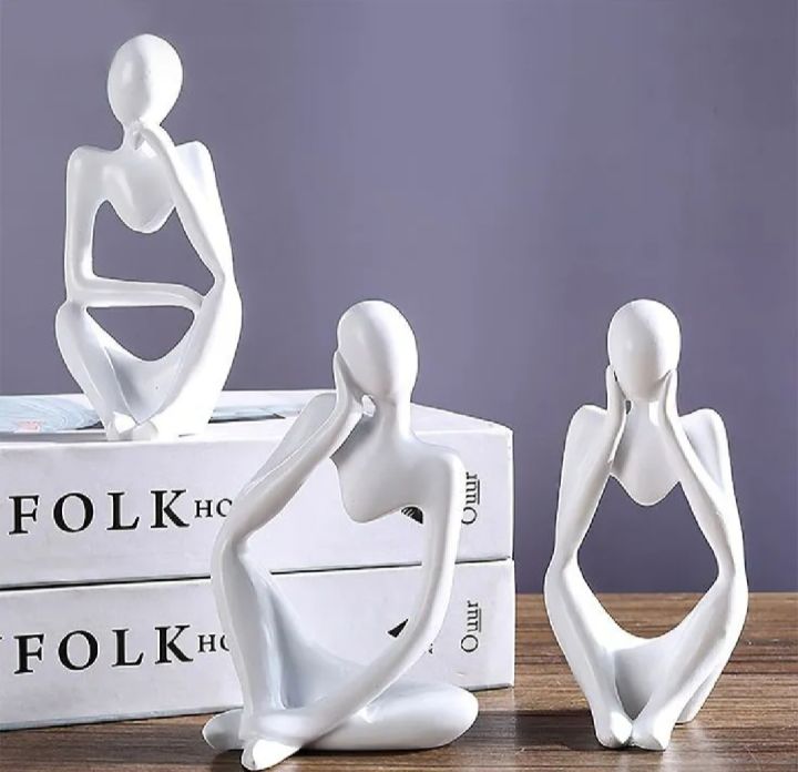 Set of 3 Thinker Statue, Abstract Thinker Statue, Modern Abstract Thinker Figurine Set for Home Office Decor Mini Sculptures for Living Room, Bookshelf, Desktop Decoration, Thinker Ornament