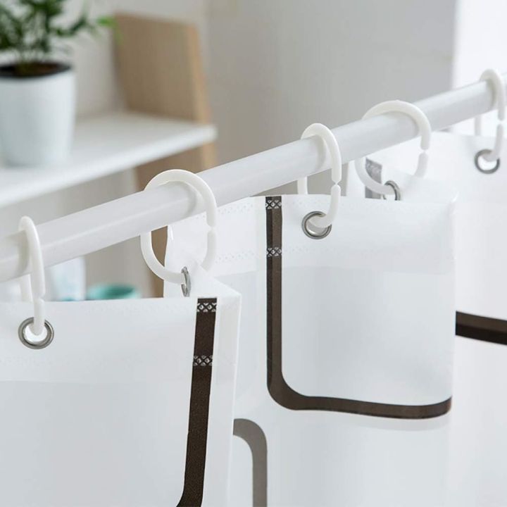 1pc%20Checked%20Waterproof%20Shower%20Curtain%20with%20Metal%20Grommets%20&%20Plastic%20Hooks,%20Semi-ransparent%20Plastic%20Bath%20Curtain%20for%20Bathroom%20-%20Image%203